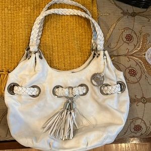 White with silver accent, Michael Kors purse